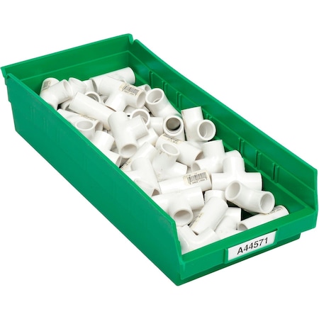 Global Industrial Shelf Storage Bin, Polypropylene, Green, 4 in H, 8-3/8 in W 184844GN